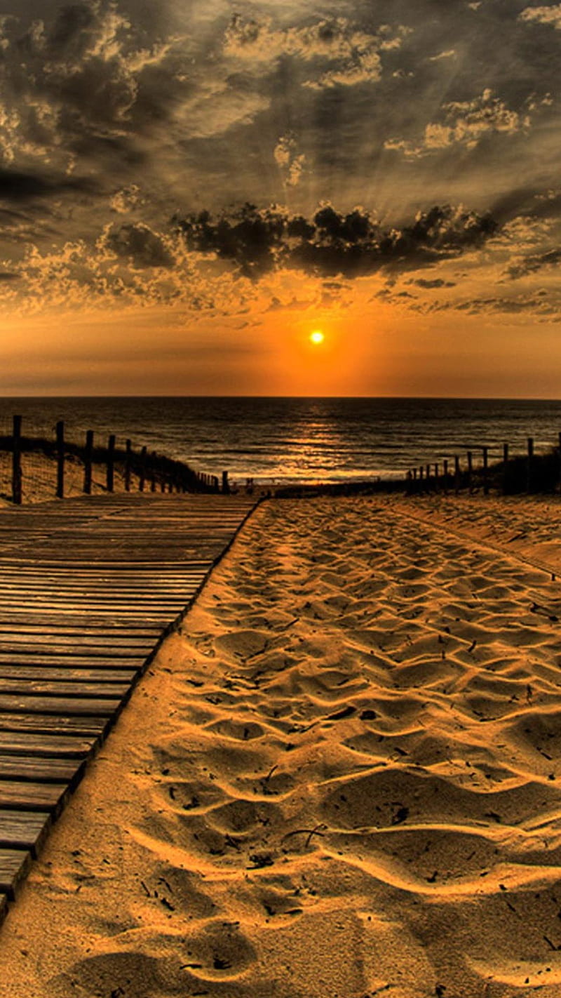 Beach landscape, nature, sunset, HD phone wallpaper