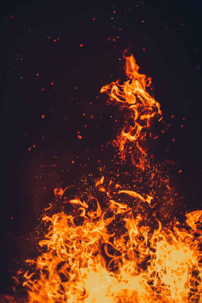 fire, bonfire, flame, sparks, HD phone wallpaper