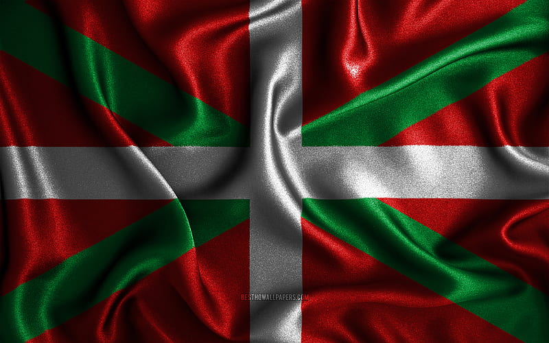 Basque Country flag silk wavy flags, Communities of Spain, Flag of Basque Country, fabric flags, 3D art, spanish communities, Basque Country, Spain, Basque Country 3D flag, HD wallpaper