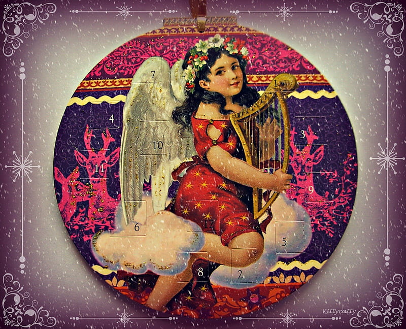 .*.*.*.Advent Calendar (frontside).*.*.*. , advent, wings, christmas, angel, abstract, xmas, calendar, fantasy, harp, HD wallpaper