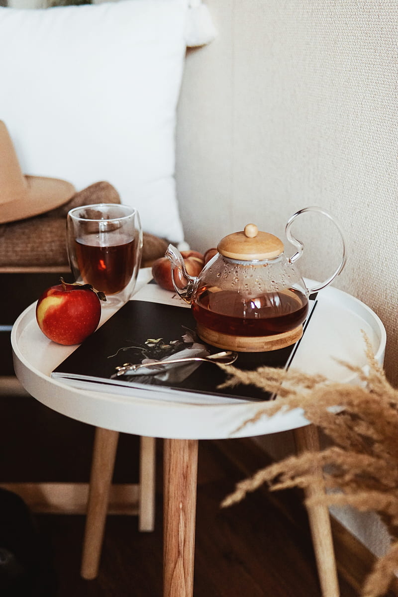 teapot, tea, apple, glass, drink, HD phone wallpaper