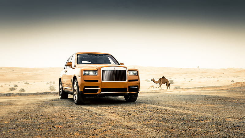 Rolls Royce, Rolls-Royce Cullinan, Car, Desert, Luxury Car, Orange Car, Rolls-Royce, SUV, HD wallpaper