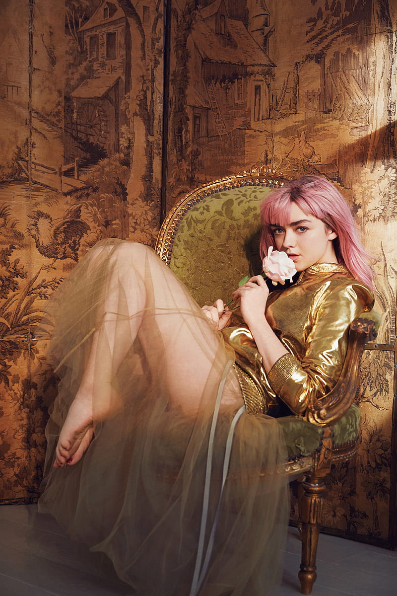 Maisie Williams Pink Hair, HD phone wallpaper
