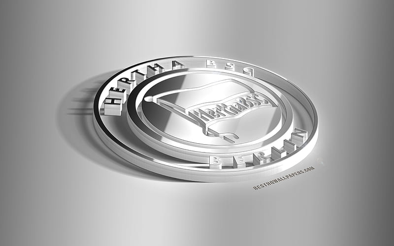 Hertha BSC, 3D steel logo, German football club, 3D emblem, Berlin, Germany, Hertha FC metal emblem, Bundesliga, football, creative 3d art, HD wallpaper