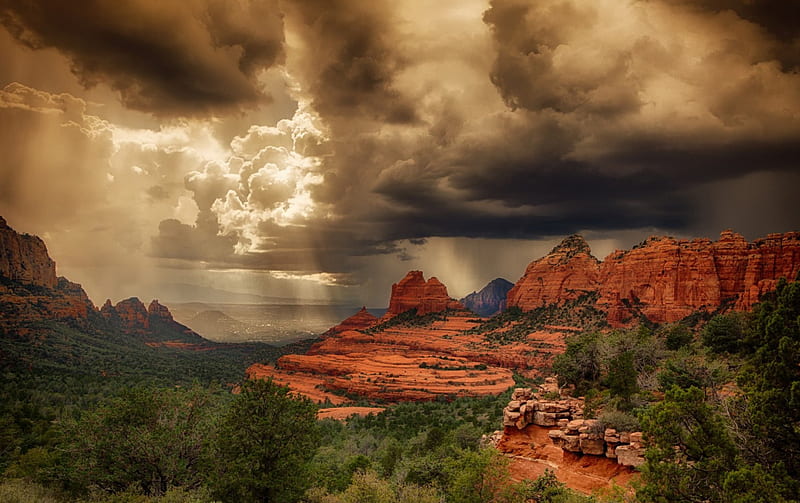 Arizona Clouds, Canyons, Sky, Clouds, Deserts, Arizona, Nature, HD wallpaper