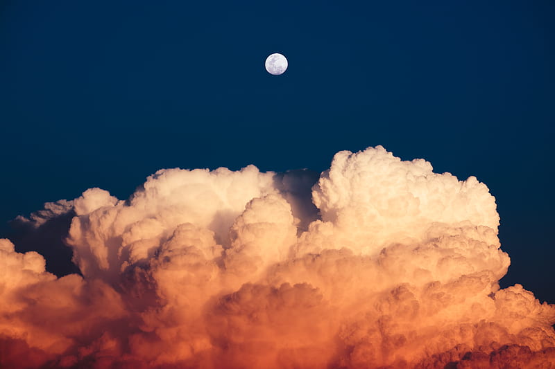 nimbus clouds under moon, HD wallpaper