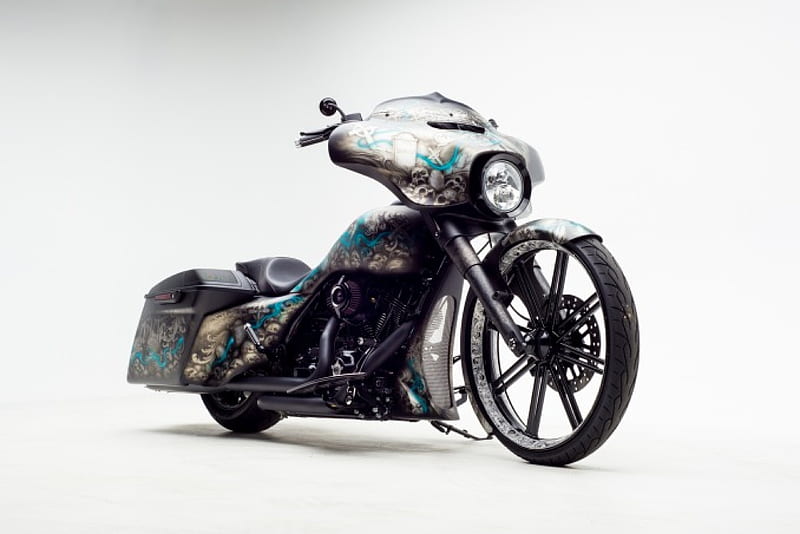 2014 Cut & Raked Street Glide Bike, Skulls, Custom Paint, HD wallpaper
