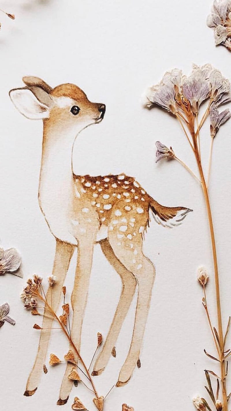 Bambi, deer, drawing, HD phone wallpaper