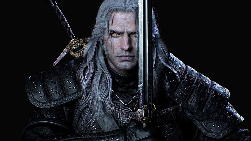 Witcher With Sword In Black Background Superheroes, HD wallpaper