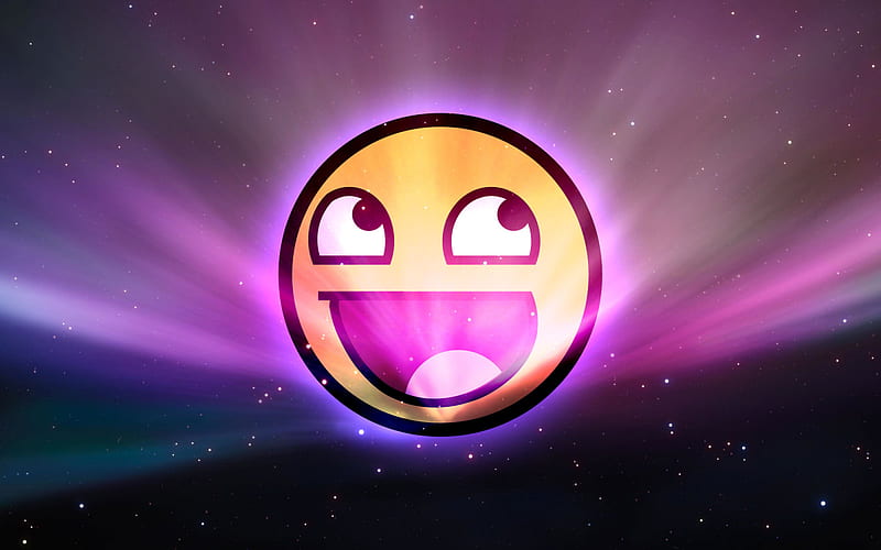 Purple smile, emoji, emote, purple, smiley, HD wallpaper