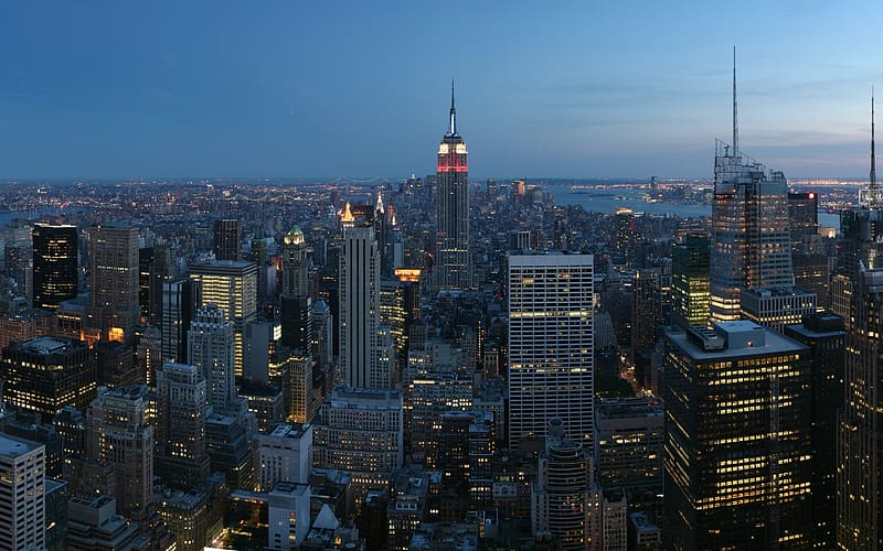 Cities, Night, Architecture, Skyscraper, Building, Light, Cityscape, New York, Manhattan, Empire State Building, HD wallpaper