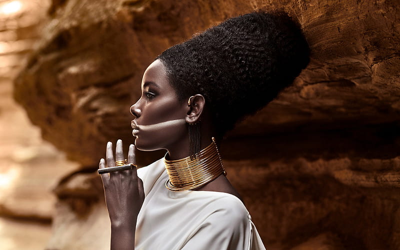 2020 Gold Jewelry Fashion Beauty Model, HD wallpaper