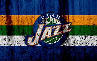 Download imagens Utah Jazz, basquete clube, NBA, emblema, novo logotipo,  EUA, Associação Nacional De Basquete, seda bandeira, basquete, Salt Lake  City, Utah, NÓ…