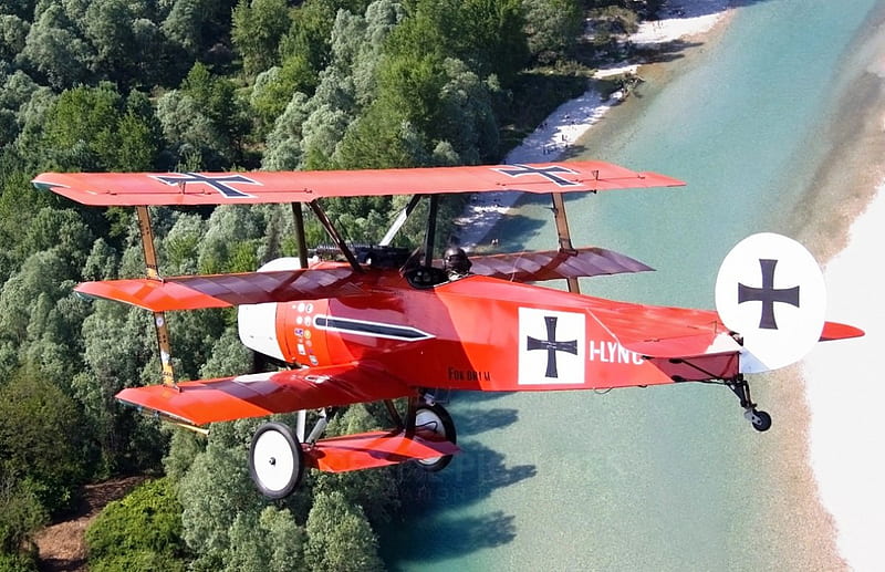 Fokker DR.1 Triplane, german, red baron, ww1, triplane, HD wallpaper