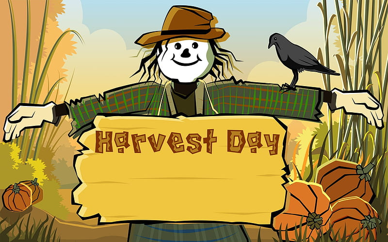 Scarecrow Harvest festival-Thanksgiving day illustration design, HD wallpaper