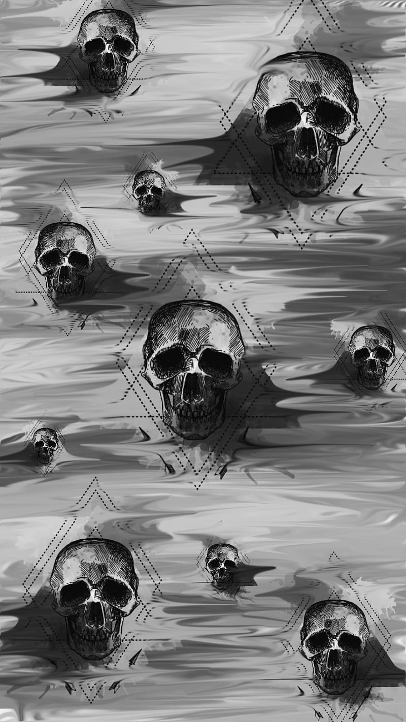Spooky, black, bodies, dead, death, fliating, sea, skills, white, HD phone wallpaper