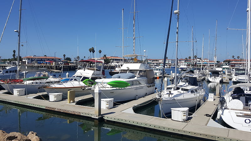 Ventura Harbor (California), Water, Sky, Harbor, California, Ventura, Boats, Blue, Reflections, HD wallpaper