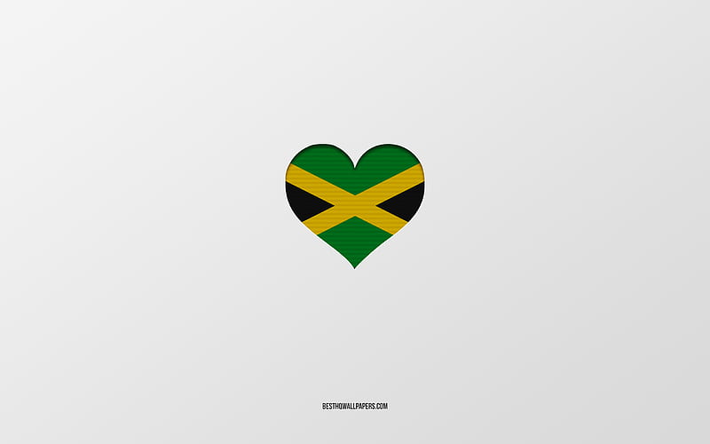 I Love Jamaica, South America countries, Jamaica, gray background, Jamaica flag heart, favorite country, Love Jamaica, HD wallpaper