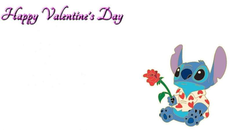 Happy Valentines Day, cute, lilo and stitch, stitch, disney, HD wallpaper
