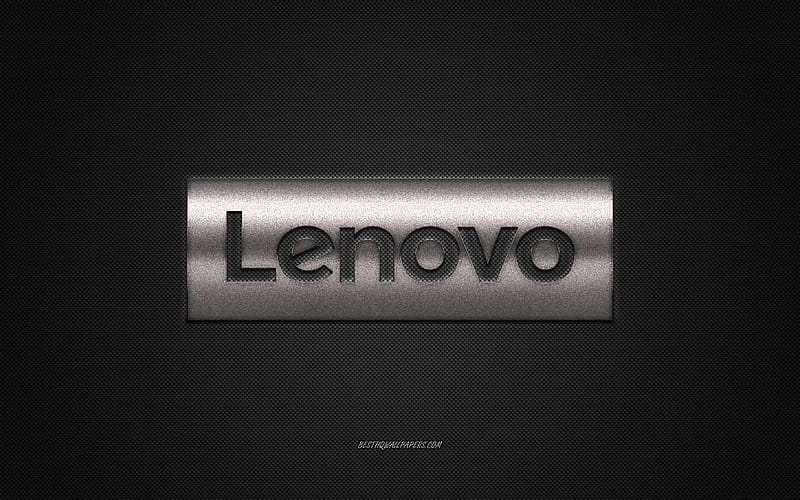 Lenovo logo, big silver shiny logo, Lenovo metal emblem, for Lenovo devices, gray creative background, big Lenovo logo, HD wallpaper