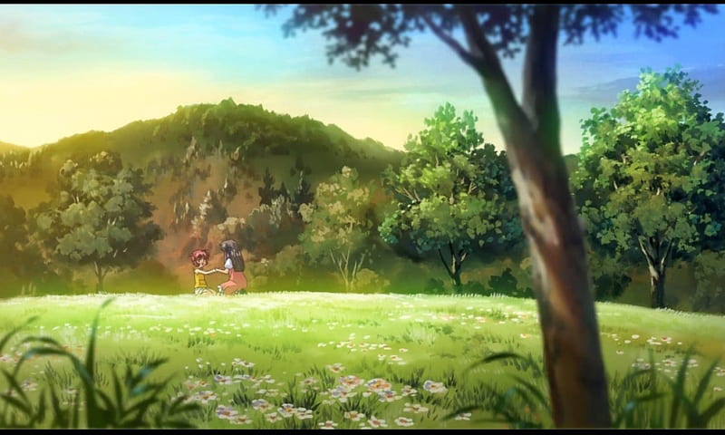 Anime landscape, green, relaxing, landscape, anime, HD wallpaper | Peakpx