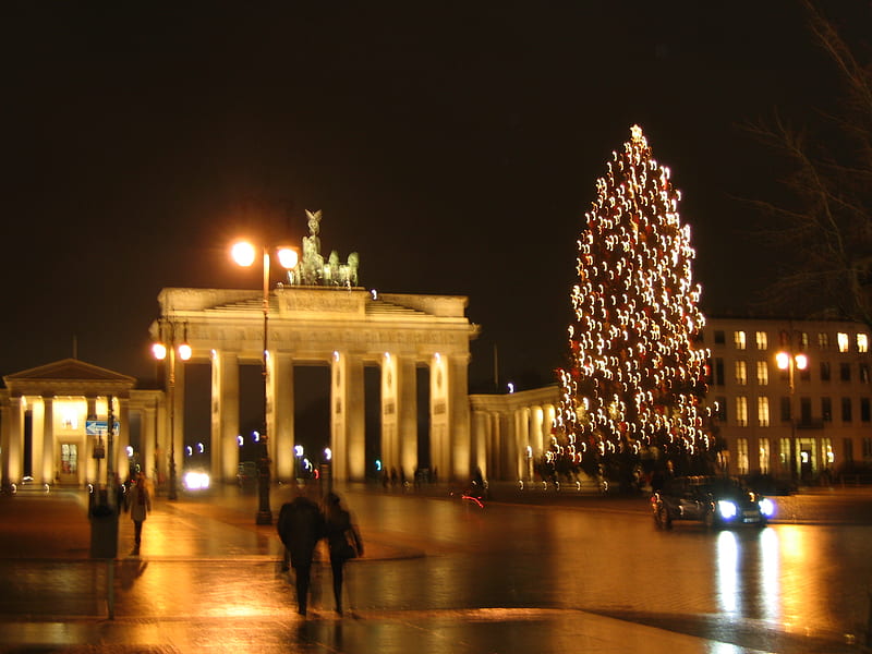 Christmas time, berlin, germany, christmas, brandenburg gate, HD wallpaper