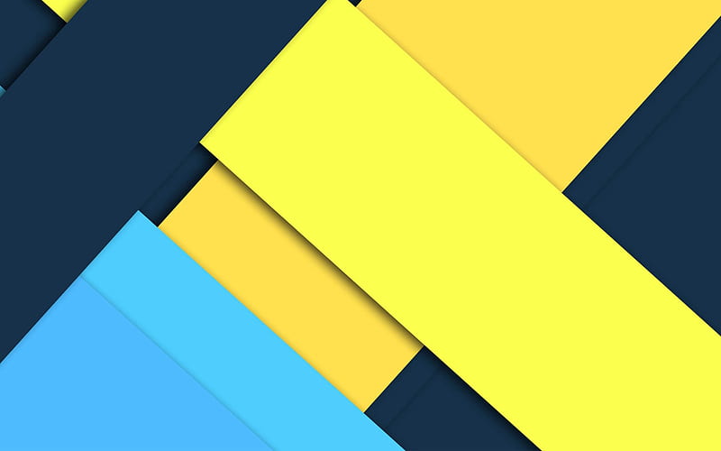 yellow blue abstraction, material design, android, geometric abstractions, HD wallpaper