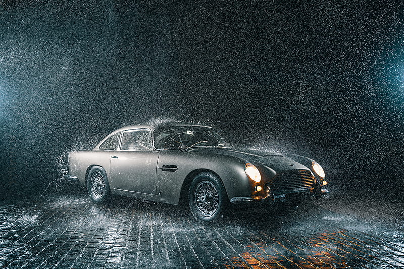 Aston Martin Db5 In Rain , aston-martin-db5, aston-martin, carros, rain, HD wallpaper