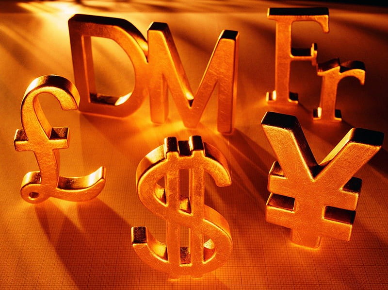 Gold Symbols, gold, letters, dollar sign, symbols, pound, HD wallpaper
