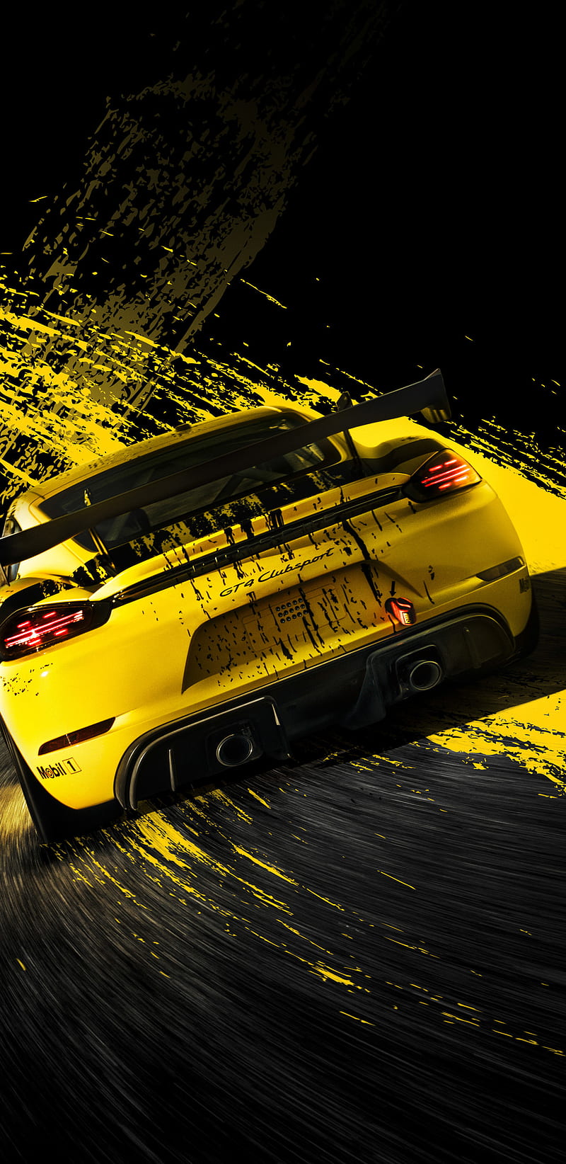 Cayman GT4 Clubsport, auto, black, car, cayman, clubsport, gt4, porsche, sportcar, yellow, HD phone wallpaper