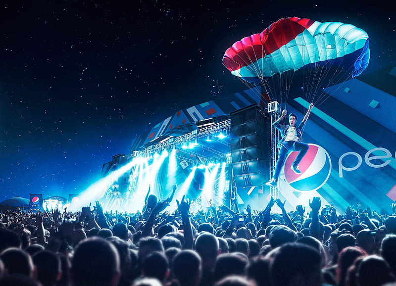 pepsi concert, skydive, stage, night, stars, crowd, Others, HD wallpaper