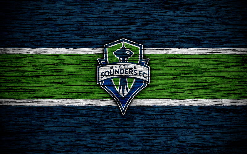 Seattle Sounders MLS, wooden texture, Western Conference, football club, USA, Seattle Sounders FC, soccer, logo, FC Seattle Sounders, HD wallpaper