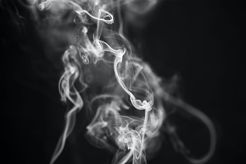 smoke, bends, black and white, bw, HD wallpaper