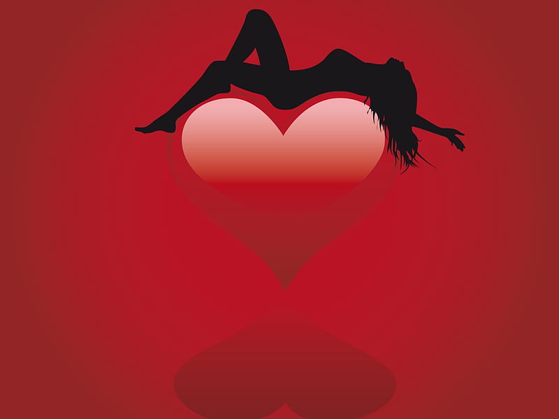 Sexy Heart, red, love, heart, silhouette, sexy, HD wallpaper