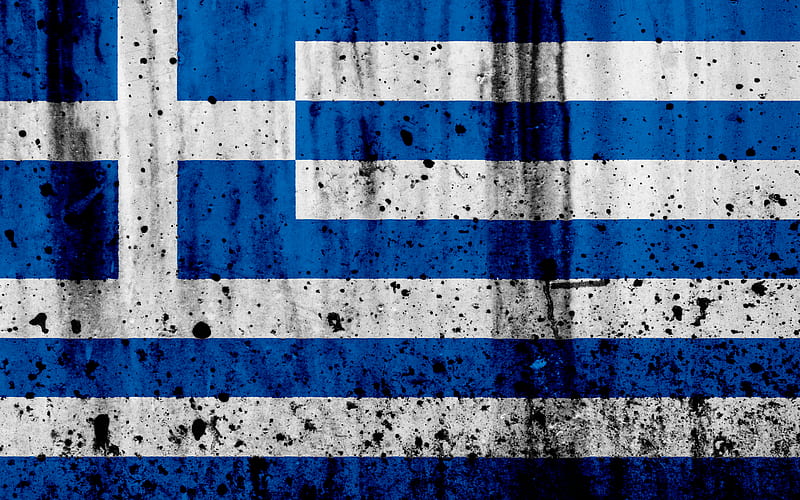 Grecian flag grunge, flag of Greece, Europe, national symbols, Greece, coat of arms of Greece, Grecian coat of arms, HD wallpaper