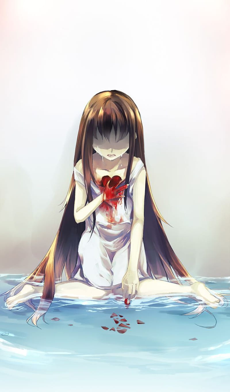 Anime Broken Heart Girl Painting, HD phone wallpaper