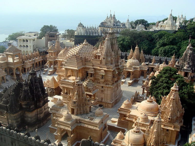 Ancient India, Palitana Jain Temples, Gujarat, India., architecture, monument, ancient, hinduism, hindu, india, castle, HD wallpaper