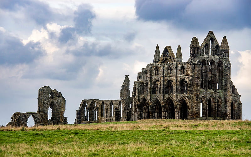 Abbey of Whitby, ruins, castle, Gothic architecture, England, UK, HD wallpaper