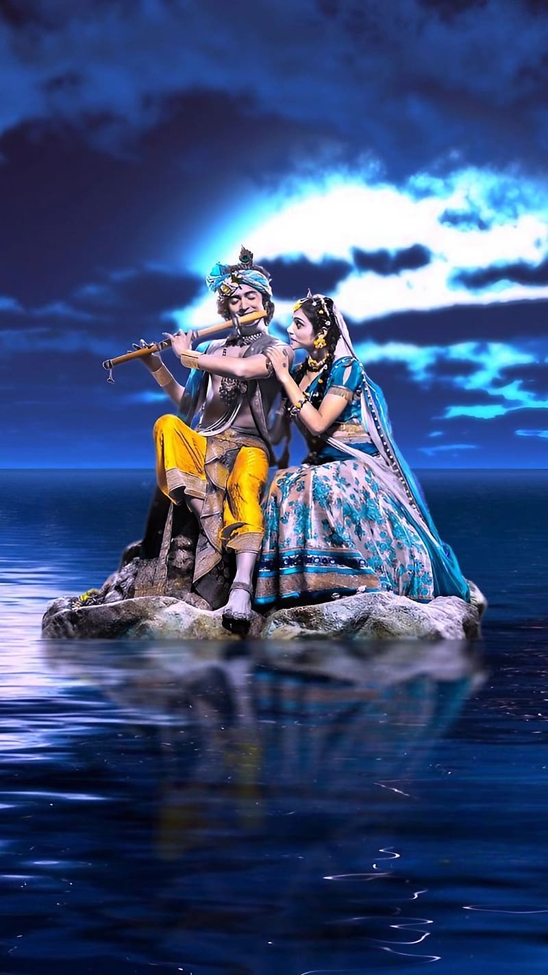 Radhe Krishna New, Water Background, lord, god, HD phone wallpaper ...