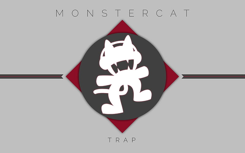 Monstercat, logo, gray background, Record Label, HD wallpaper