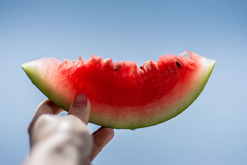 watermelon, slice, hand, summer, HD wallpaper