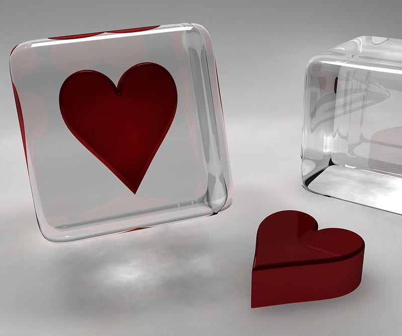 Heart, box, cube, HD wallpaper