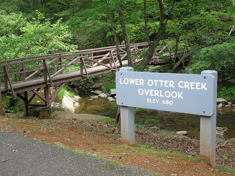 Little Otter Creek Overlook, parkway, blue ridge parkway, little otter creek, peaks of otter, va, HD wallpaper