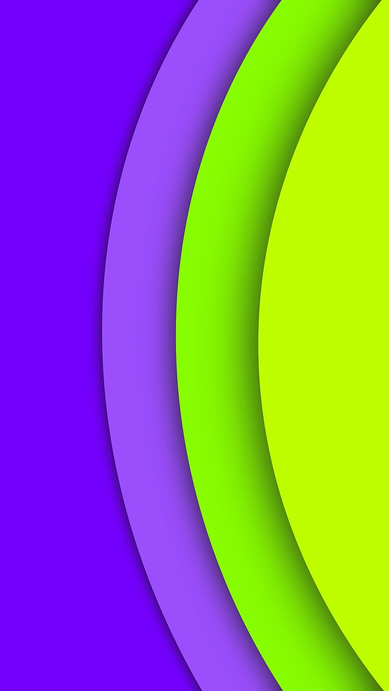 Arc Layers 01, FMYury, abstract, arcs, bright, circle, circles, clean, clear, color, colorful, colors, depth, gradient, green, lines, shadows, ultraviolet, violet, yellow, HD phone wallpaper