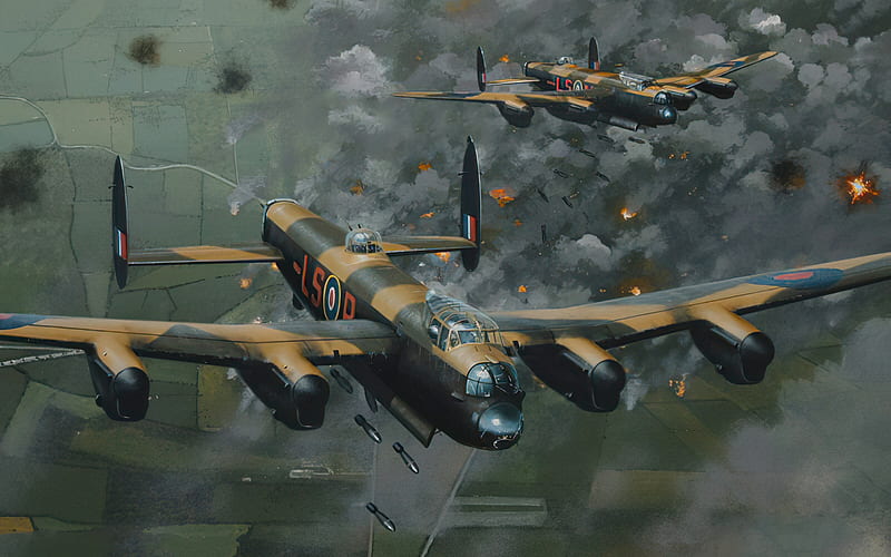 Avro Lancaster, British strategic bomber, ww2, RAF, World War II, British military aircraft, HD wallpaper