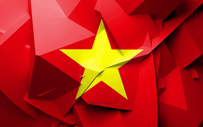 Flag of Vietnam, geometric art, Asian countries, Vietnamese flag, creative, Vietnam, Asia, Vietnam 3D flag, national symbols, HD wallpaper