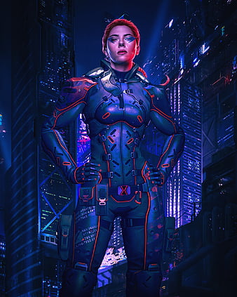 Black Widow X Cyberpunk, HD phone wallpaper