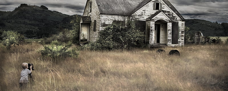 Abandoned House (Dual), house, dual monitor, dark, abandoned house, dual screen, HD wallpaper
