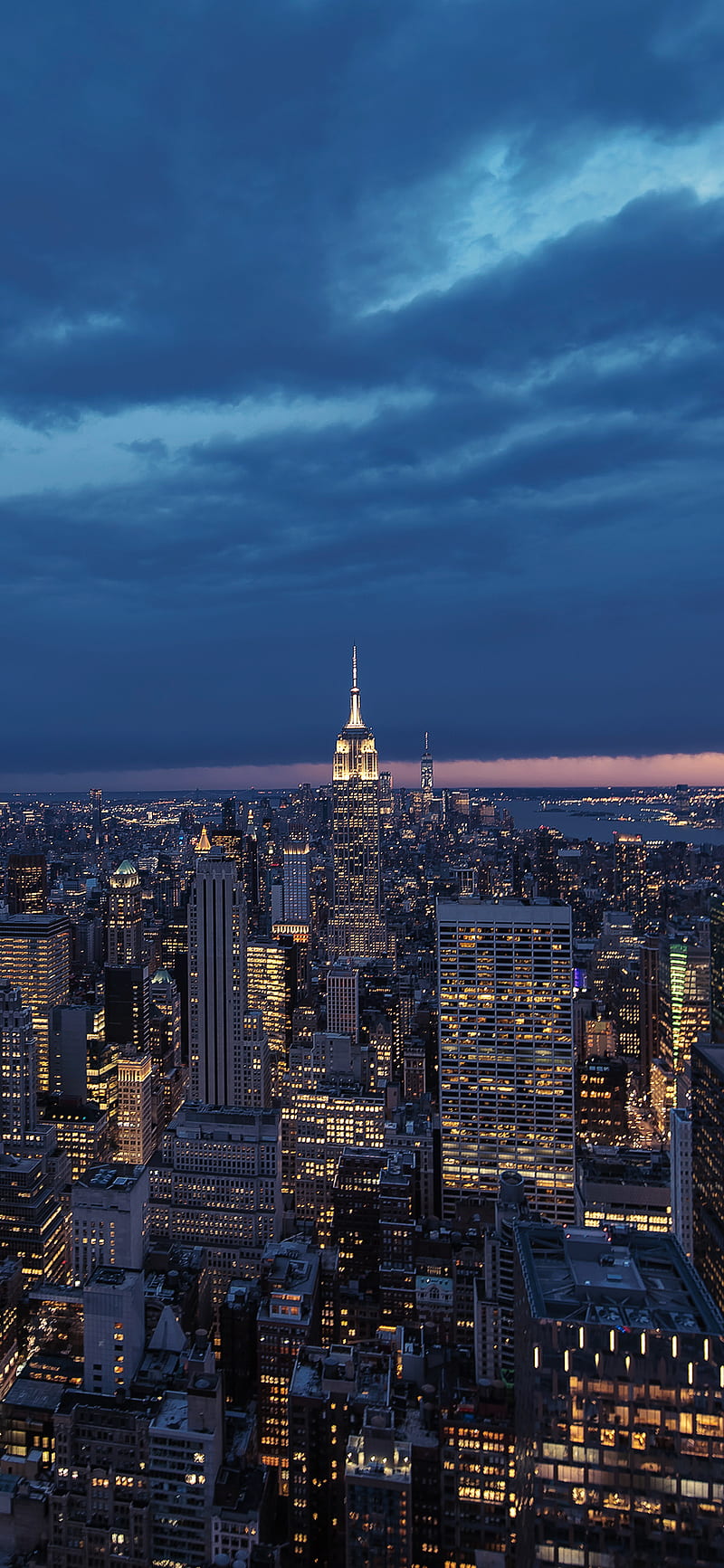 Night New York, city, empire, lights, manhattan, new york, urban, HD phone wallpaper