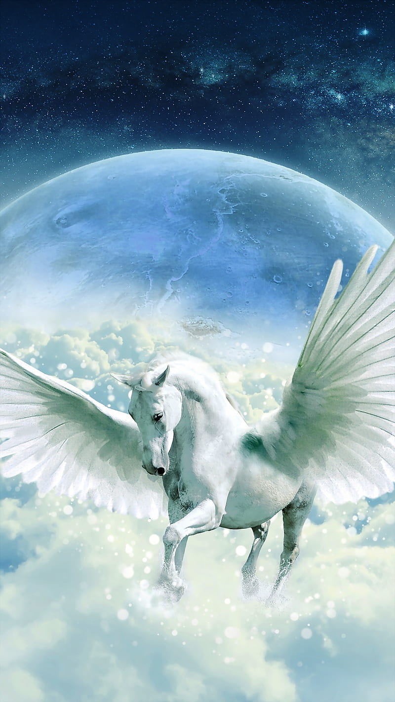 Pegasus, wolf, white, horses, lion, race, unicorn, girl, pug, howl, dog, HD phone wallpaper
